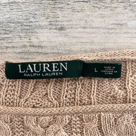 Lauren Ralph Lauren Women’s Size Large Round Neck Cable Knit Sweater In Bone - Picture 2 of 6